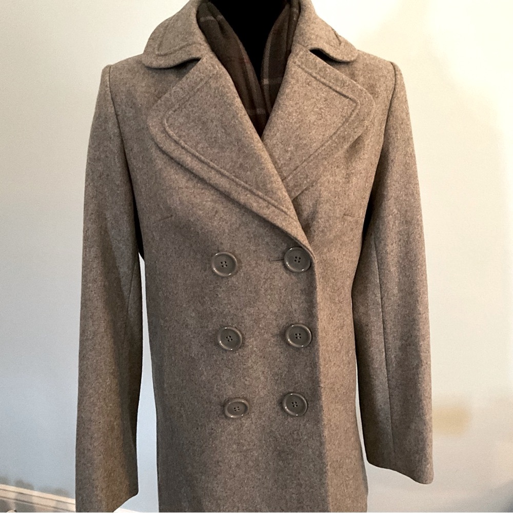 Sz 4 NY&Co. Grey Coat New York & Co. Wool-Blend Pea Coat Gray - Picture 11 of 12